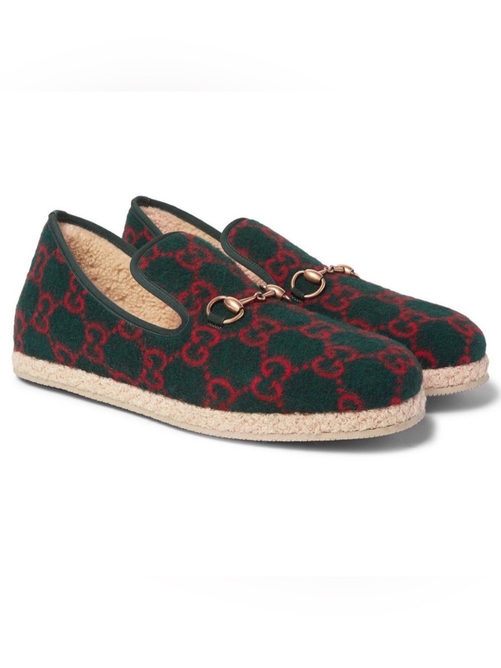 ⭐️HOST PICK!⭐️Authentic Gucci Fria GG Monogram Wool Horsebit Loafers 9 Green Red